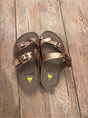 Aloha Island Children’s  Strappy Buckle Sandals Rose Gold Adjustable US 4/5
